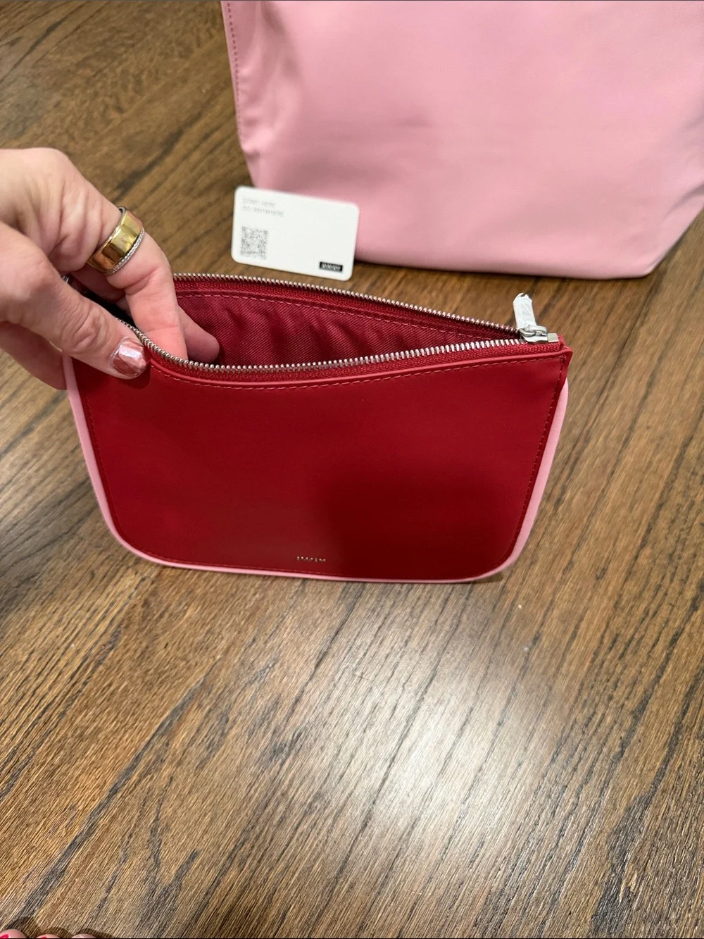 Away Two-Piece Pink and Red Cosmetic Pouch Set